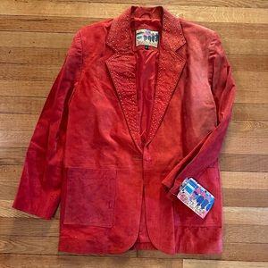 Madame Web Cosplay Vintage Atlantic Beach Leather Works Womens Red Jacket Sz 16